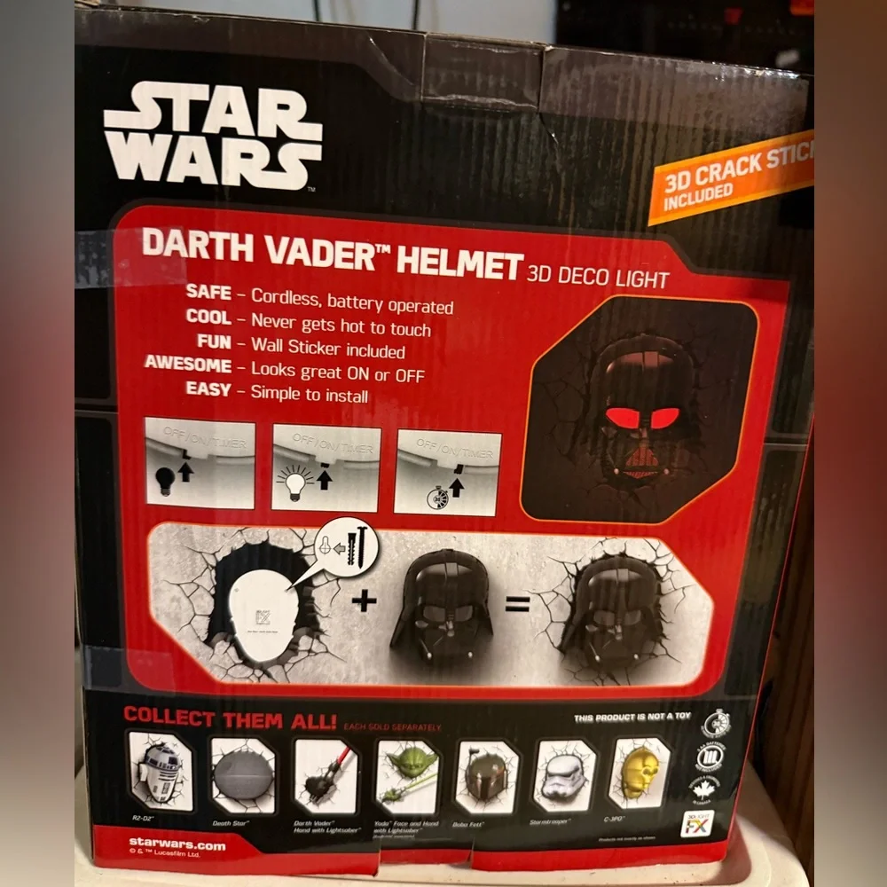 Star Wars Darth Vader Black LED Helmet 3D DECO Light